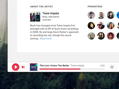 Bottom Player artist media music play player ui ux web
