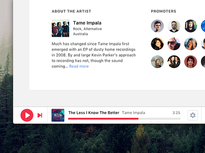 Bottom Player artist media music play player ui ux web