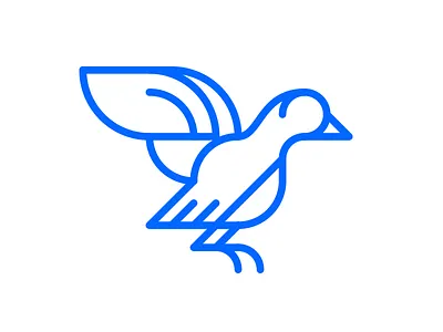 Simple Bird bird blue illustration line line work simple