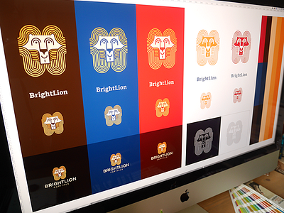 Lion Branding Exploration animal beast branding face hair head king lion logo waves