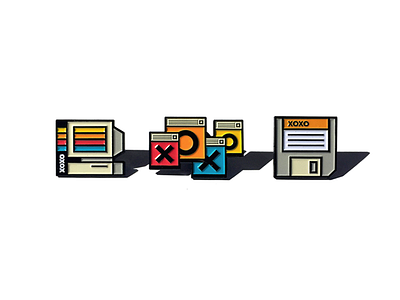 XOXO Enamel Pins enamel pins floppy disk vintage computer xoxo