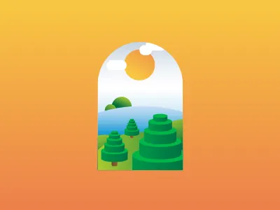 Voyage II illustration minimalist nature sea sky sun