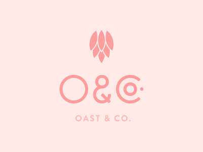Oast & Co. beer brand branding custom type feminine hops logo pink wordmark