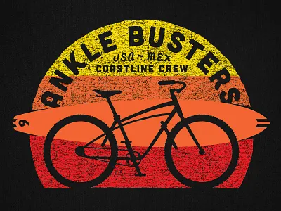 Ankle Busters beach bike cruiser gradient layer sunset surf surfboard surfing twin six