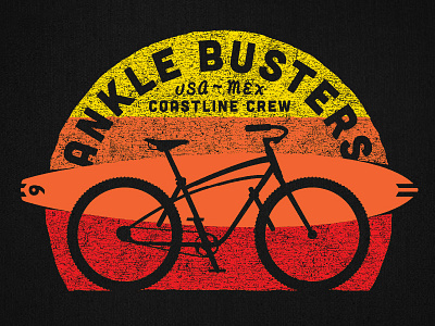 Ankle Busters beach bike cruiser gradient layer sunset surf surfboard surfing twin six