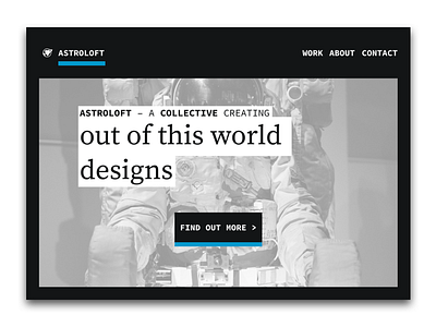 Astroloft Homepage – Desktop astroloft blue clean dark design space web