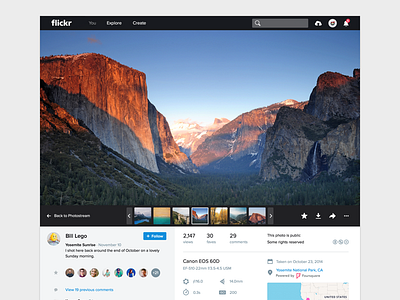 Flickr 4.0 Photo Page album camera carousel flickr map people photo slideshow social website yahoo