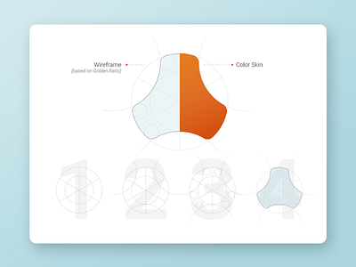 Logo Development blue branding creation development golden ratio logo process red white wireframe workflow