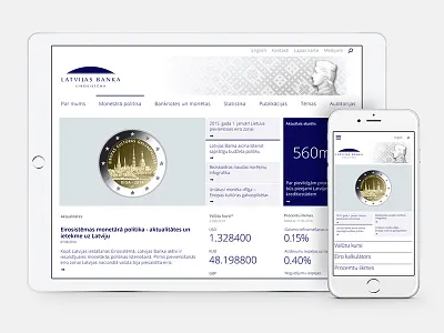 Bank of Latvia website bank design monochrome responsive simple ui ux website