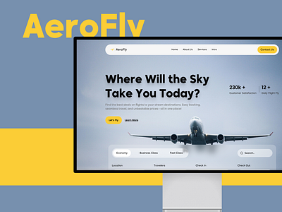 Aerofly - landing page aerofly dribbble flight landingpage shot travel uiux userinterface webdesign