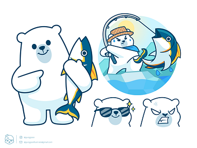 Ice Bear bear branding cartoon character cute design fish fishing graphic design ice ice bear illustration logo mascot mascot logo polar bear