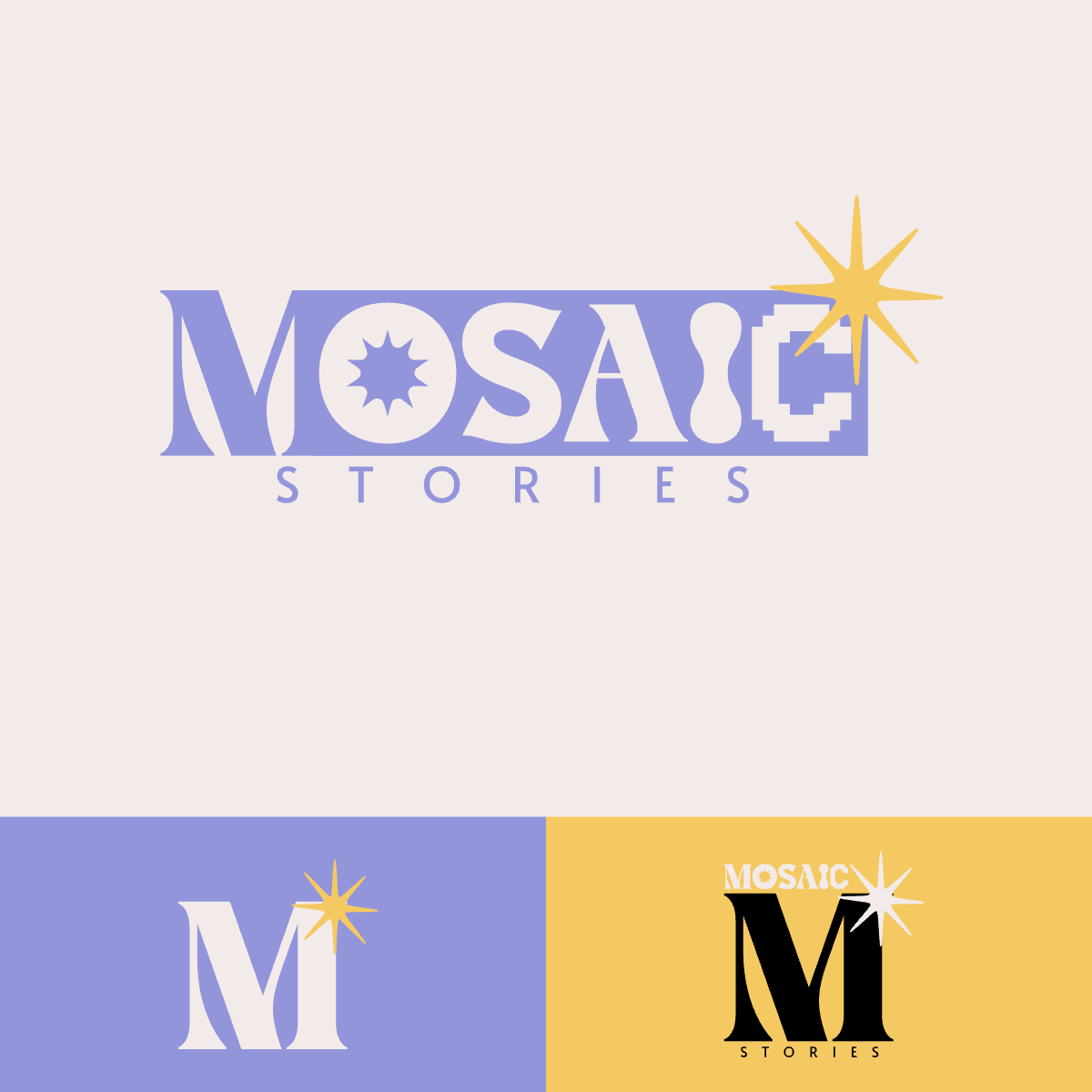 Mosaic Stories | Logo abstract art clean concept creative design geometric graphic illustration logo minimal modern narrative simple story symbolic typography vector visual