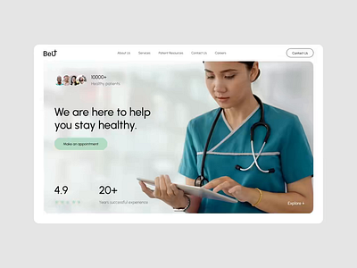 BeU - Healthcare Website Design clinic clinic website consulting diagnostics doctor health healthcare healthcare website hospital medical website medicine patient startup support treatment ui ux web design website design well being wellness