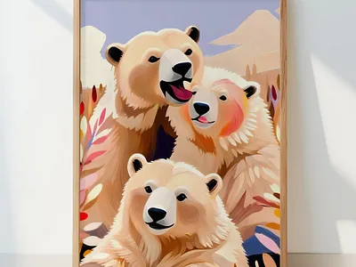 Polar Bears colorful graphic design