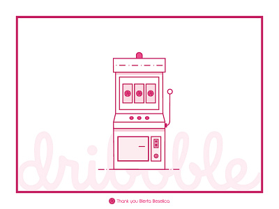 Hello Dribbble! arcade machine debut design dribbble game invite thanks