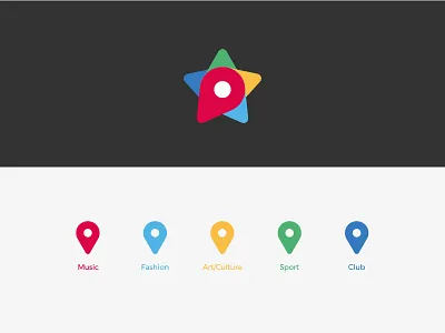 Gelocation + Event app event geolocation icon icon design logo maps pin spot star ui ux