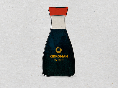 Soy Sauce bottle food illustration paint paper sushi