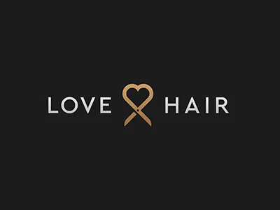 Love Hair brand design fashion gold idea logotype love mark minimal scissors style symbol