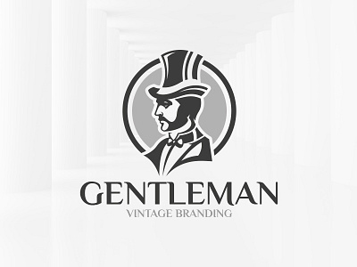 Vintage Gentleman Logo Template english gentleman hat logo template vector vintage