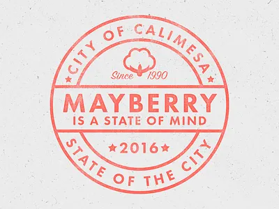 Mayberry badge california city government logo mark seal texture type vintage