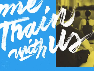 Train with Us brush brush pen drawn halftone lettering training