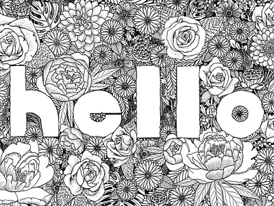 Hello drawing freehand illustration ink line art