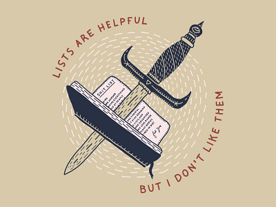 Unsolicited Opinions book dagger doodle knife lists notebook