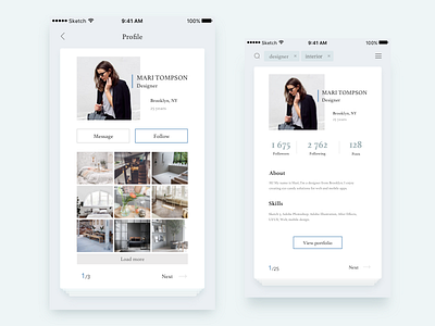 Work profile about app design follow gallery ios mobile profile tags ui ux