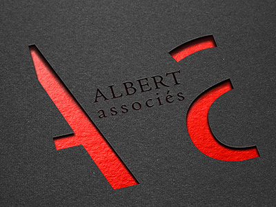 Albert Associés logo design cut design law firm logo luxe red