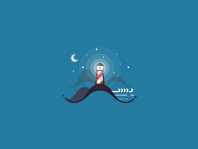 Lighthouse - minimalistic outline illustration flat icon light lighthouse marine minimalistic moon ocean outline sea simplicity water