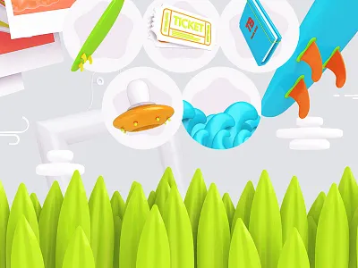 Bright Travel Items Scene Generator bright design mockup mockups scenecreator scenegenerator travel ui uikit webdesign webpack website