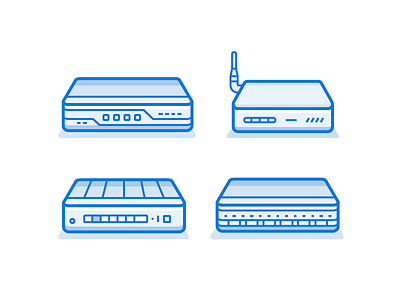 Network devices device hardware icon isp linear network router switch vector wi fi