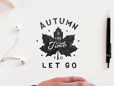 Autumn autumn badge clean handlettering leaf lettering september simple typography