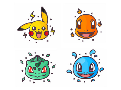 Pokemons bulbasaur fast icon illustration lightning outline pikachu pokeball pokemon pokemon go throw wather