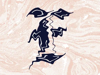 Wiggly black letter custom type fear glitch gnarly halftone letterform soft swirl weird wiggle