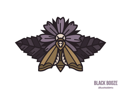 Moth. art blackboozeillustraions death flower illustration leaf moth skull tattoo vector
