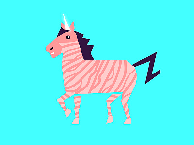 Zebricorn character cute flat illustration neon unicorn vector zebra