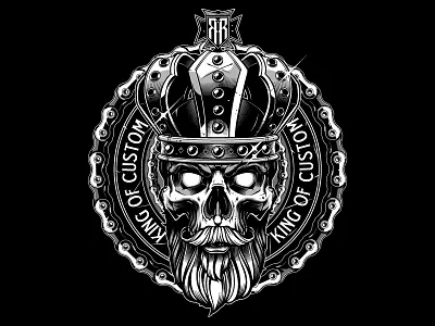 Custom illustration jared mirabile king illustration rebels ride skull beard skull illustration skull vector illustration sweyda