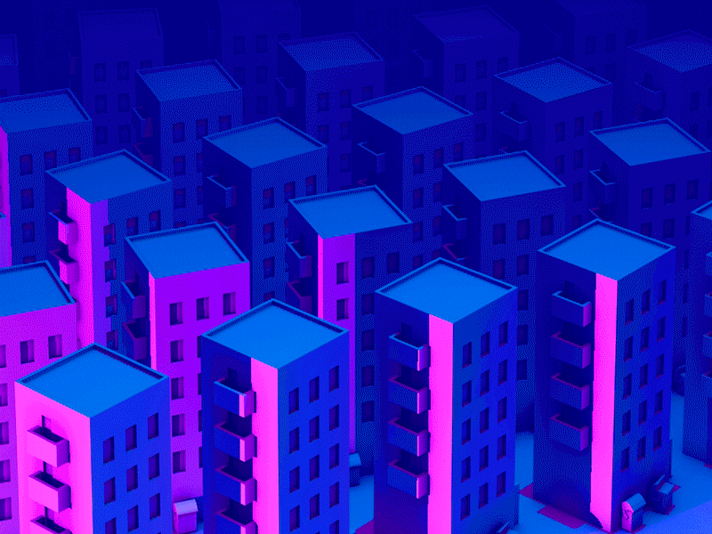 Buildings 3d building city gif light low poly polygon rise sun urban