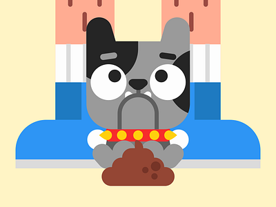 Shit. bulldog dog illustration shit turd