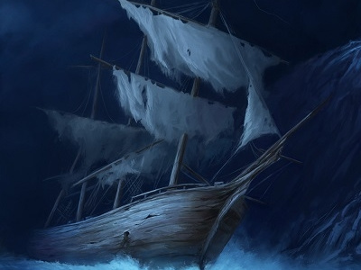 Shipwreck art cliff digital draw fantasy illustration photoshop sea shadow ship shipwreck