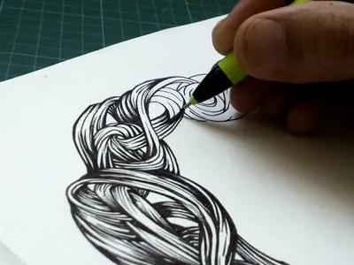 Black stripes black hair ink pen stripes