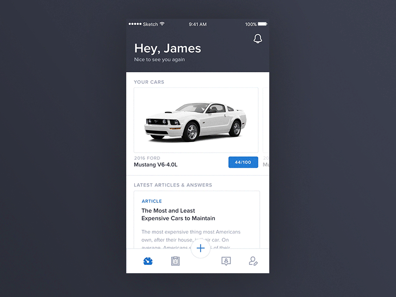 YourMechanic - iOS Prototype add app car dashboard interaction ios principle