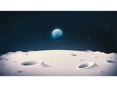 Tiny Blue Pea art design digital earth flat gradient graphic illustration moon space stars vector