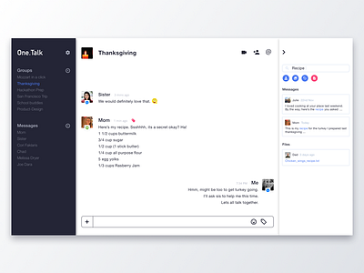 One.talk conversational desktop messages platform ui ux visual design