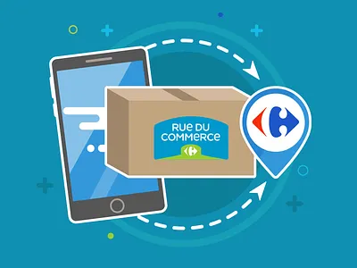Click & collect box carrefour delivery e commerce flat phone smartphone