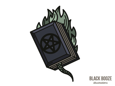 Book. art blackboozeillustraions book death fire illustration monster snake tattoo vector