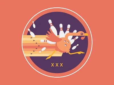 "Turkey" | Kelly H badge bowl bowling gutter illustration logo turkey
