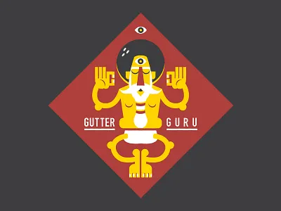 Gutter Guru | Dustin's concept badge bowl bowling guru gutter illustration logo