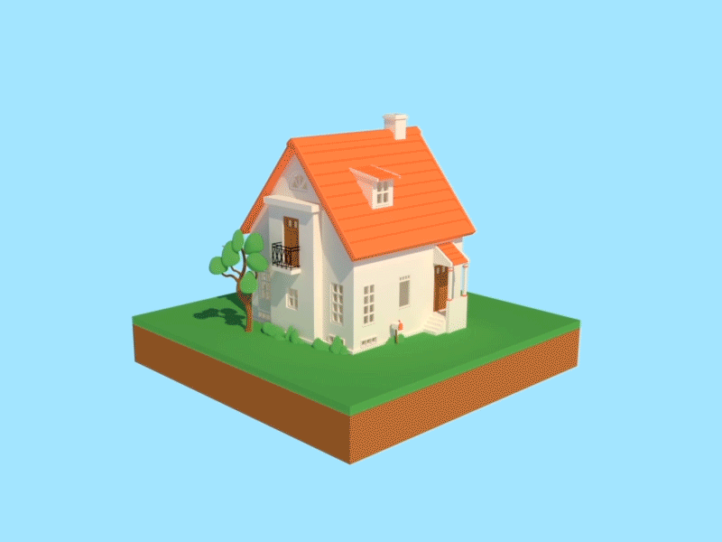 House Flood c4d cloud flood house